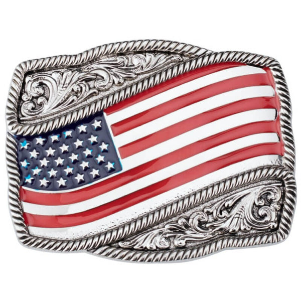 American Flag Cowboy Belt Buckle