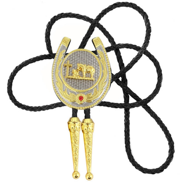 Gold Praying Cowboy Bolo Tie